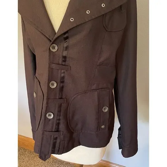 Diesel Jacket Women LG Plum Wool Biker Y2K Grunge Whimsigoth Festival Cosplay - Picture 6 of 11